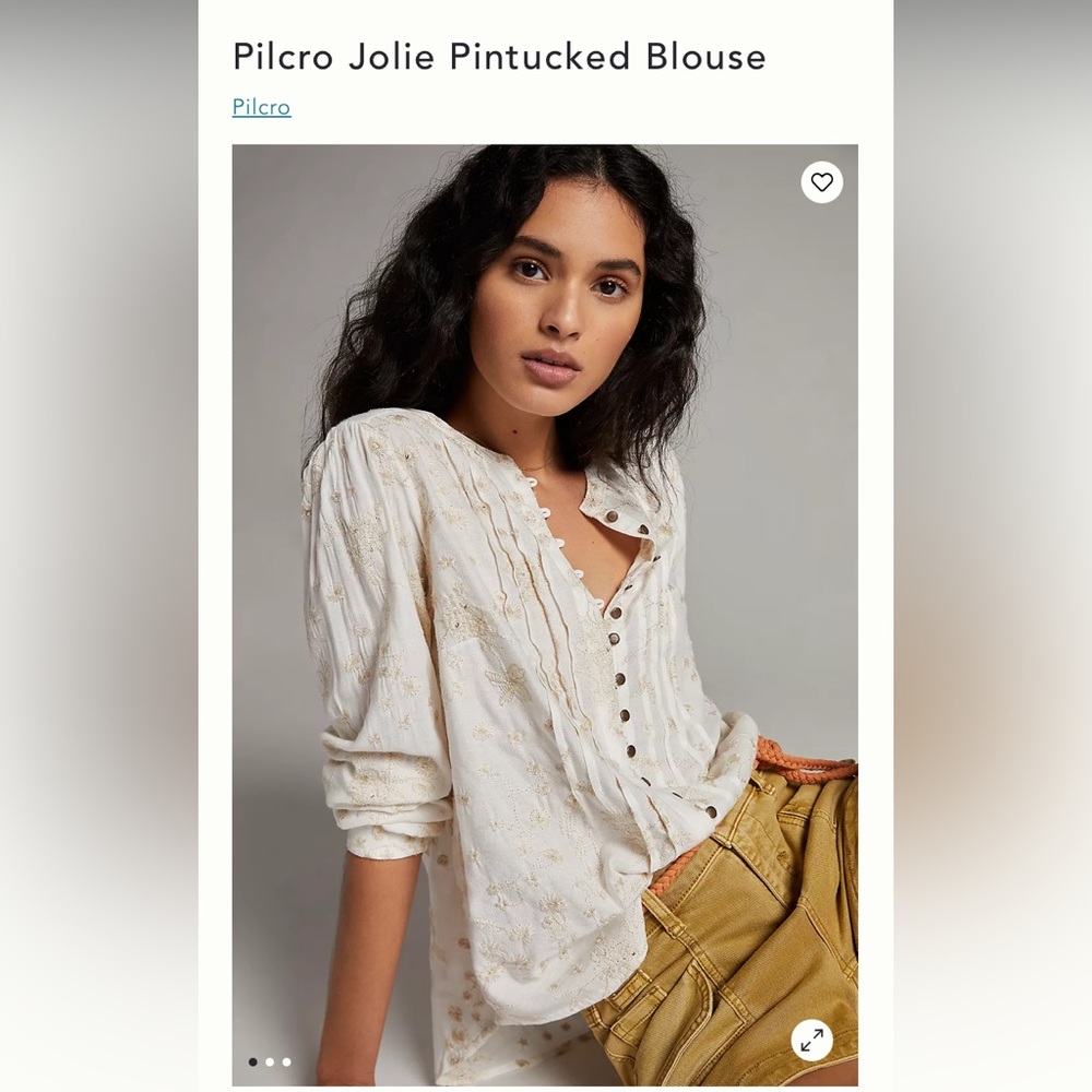 Anthropologie Pilcro Jolie Pintucked Blouse . NWOT‎ . Retail 148